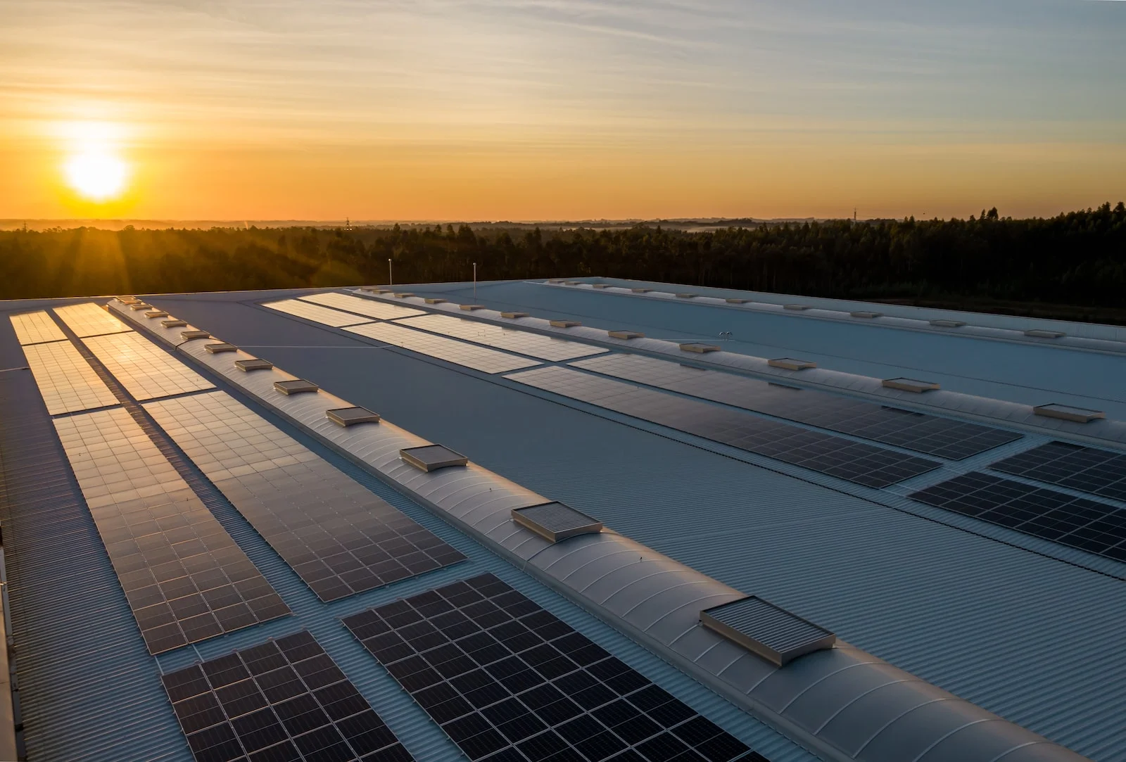 panneaux solaires sur le toit d'une entreprise