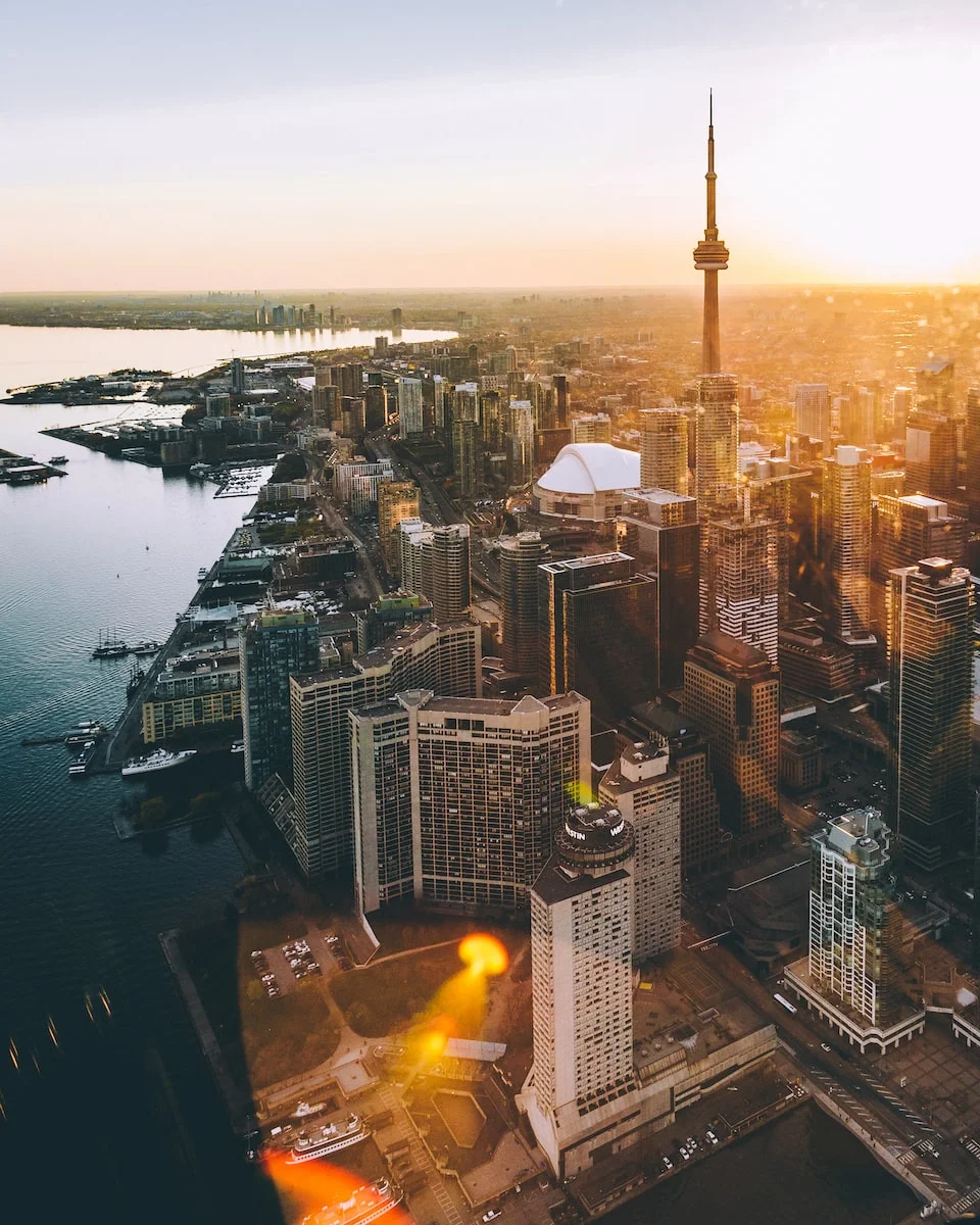 aerial photo of city during golden hour Canada
